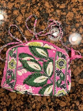 Vera Bradley Pink Green Quilted Crossbody Bag
